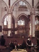 WITTE, Emanuel de The Interior of the Oude Kerk, Amsterdam, during a Sermon Norge oil painting reproduction